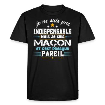 Maçon, idée cadeau maçonnerie béton. Humour métier - T-shirt Premium bio Homme - noir - Devant - Nico (187cm)