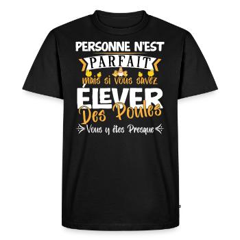 Poule, idée cadeau élevage de poules humour métier - T-shirt Premium bio Homme - noir - Devant - Nico (187cm)