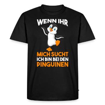 Ich bin bei den Pinguinen - Männer Premium Bio T-Shirt - Schwarz - Vorne - Nico (187cm)