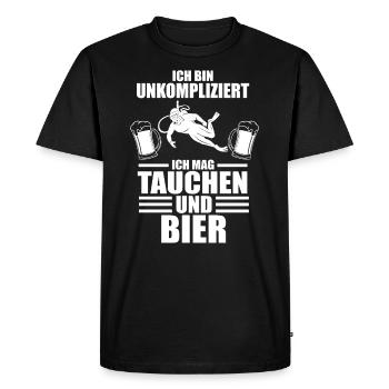 Taucher Tauchen Bier Tauchlehrer - Männer Premium Bio T-Shirt - Schwarz - Vorne - Nico (187cm)