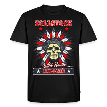 Zollstock Cologne T-Shirt for the South of Cologne Fan - Men's Premium Organic T-Shirt - black - Front - Nico (187cm)
