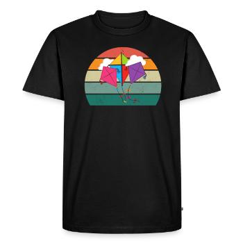 Kite Flying Wind Autumn Paper Dragon Kite - Men's Premium Organic T-Shirt - black - Front - Nico (187cm)