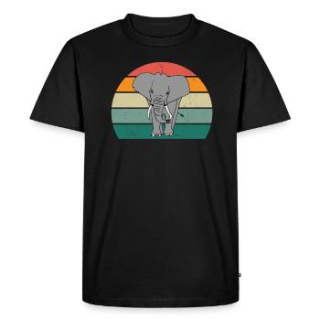 Eléphant Pachyderme Proboscis Afrique Trompettes Éléphant - T-shirt Premium bio Homme - noir - Devant - Nico (187cm)