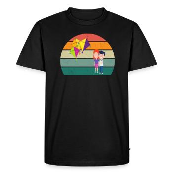 Kite Flying Wind Autumn Paper Dragon Kite - Men's Premium Organic T-Shirt - black - Front - Nico (187cm)
