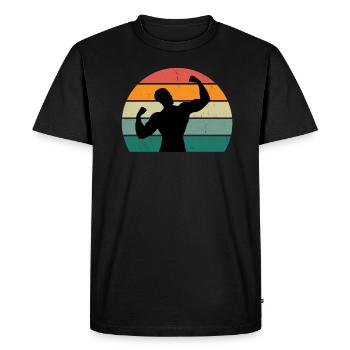Musculation Gym fitness sport Entraînement - T-shirt Premium bio Homme - noir - Devant - Nico (187cm)