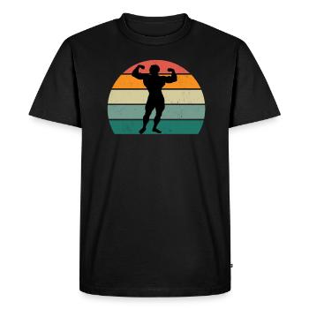 Musculation Gym fitness sport Entraînement - T-shirt Premium bio Homme - noir - Devant - Nico (187cm)