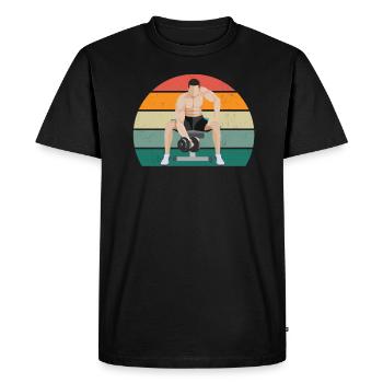 Musculation Gym fitness sport Entraînement - T-shirt Premium bio Homme - noir - Devant - Nico (187cm)