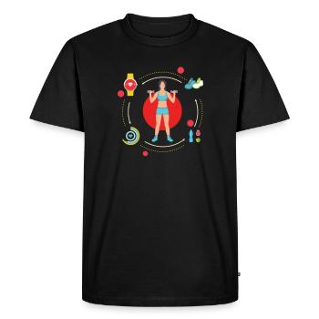 Musculation Gym fitness sport Entraînement - T-shirt Premium bio Homme - noir - Devant - Nico (187cm)