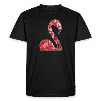 Flamants roses Oiseau rose une patte debout flamant rose - T-shirt Premium bio Homme - noir - Devant - Nico (187cm)