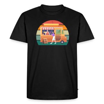 Food Trucker Cook Cook Food Wheels Devise Food - T-shirt Premium bio Homme - noir - Devant - Nico (187cm)