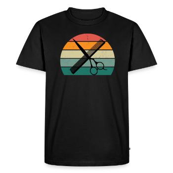 Coupe de cheveux coiffeur Coiffeur Ciseaux Sèche-cheveux Sèche-cheveux - T-shirt Premium bio Homme - noir - Devant - Nico (187cm)