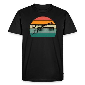 Coupe de cheveux coiffeur Coiffeur Ciseaux Sèche-cheveux Sèche-cheveux - T-shirt Premium bio Homme - noir - Devant - Nico (187cm)