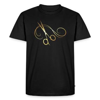 Coupe de cheveux coiffeur Coiffeur Ciseaux Sèche-cheveux Sèche-cheveux - T-shirt Premium bio Homme - noir - Devant - Nico (187cm)