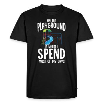 Sur le terrain de jeu, c’est là que je passe la majeure partie de mon - T-shirt Premium bio Homme - noir - Devant - Nico (187cm)