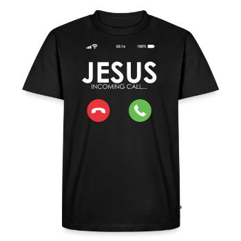 Jésus appelle Jésus appelle les chrétiens - T-shirt Premium bio Homme - noir - Devant - Nico (187cm)