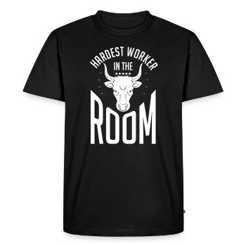 Hardest Worker In The Room Funny Fitness Workout - Men's Premium Organic T-Shirt - black - Front - Nico (187cm)