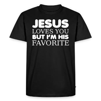 Jesus Loves You But I'm His Favorite Funny - Men's Premium Organic T-Shirt - black - Front - Nico (187cm)