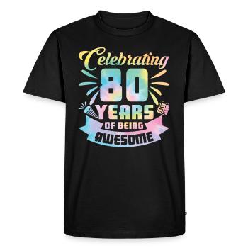 80th Birthday Idea Celebrating 80 Year Of Being - Men's Premium Organic T-Shirt - black - Front - Nico (187cm)