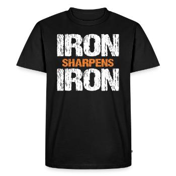 Iron Sharpens Iron Christian Workout Iron - Men's Premium Organic T-Shirt - black - Front - Nico (187cm)