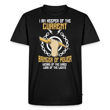 Funny Electrician Electrical Engineer Lineman Gift - Men's Premium Organic T-Shirt - black - Front - Nico (187cm)