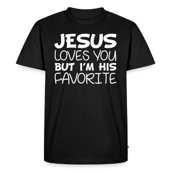 Jesus Loves You But I'm His Favorite Funny - Men's Premium Organic T-Shirt - black - Front - Nico (187cm)