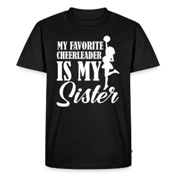 My Favorite Cheerleader Is My Sister Cheer - Men's Premium Organic T-Shirt - black - Front - Nico (187cm)