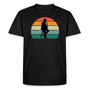 Saxophone Saxophone Saxophone Saxophone Musique Saxophone Joueur - T-shirt Premium bio Homme - noir - Devant - Nico (187cm)
