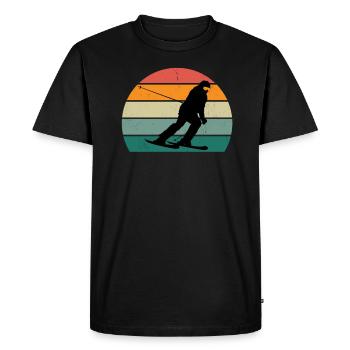 Ski skieur Skieur Hiver Neige Montagnes - T-shirt Premium bio Homme - noir - Devant - Nico (187cm)