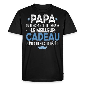 Papa Père Papou Papounet Cadeau T-shirt Mug - T-shirt Premium bio Homme - noir - Devant - Nico (187cm)