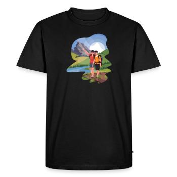 Hikers Hikers Mountains Mountain Valley Valleys Hiking - Men's Premium Organic T-Shirt - black - Front - Nico (187cm)