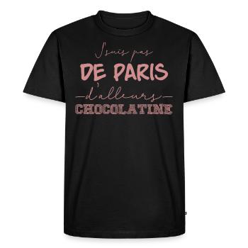 Pain au chocolat VS Chocolatine - T-shirt Premium bio Homme - noir - Devant - Nico (187cm)