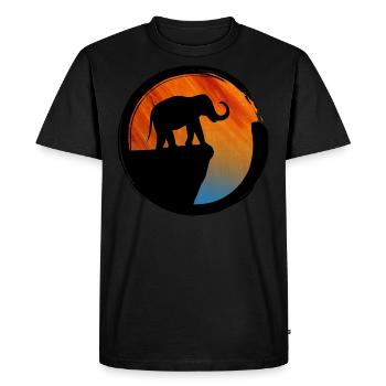 Elephant Sunset Silhouette - T-shirt Premium bio Homme - noir - Devant - Nico (187cm)