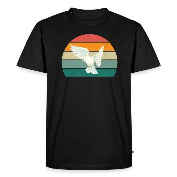 Pigeon plume pigeon vol pigeon pigeon troupeau pigeons - T-shirt Premium bio Homme - noir - Devant - Nico (187cm)