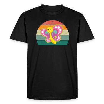 Butterfly Caterpillar Caterpillars Cocoon Fly Flowering - Men's Premium Organic T-Shirt - black - Front - Nico (187cm)