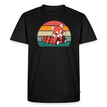 Pandas roux Panda rouge Bambou Asie Panda Rouge Ours - T-shirt Premium bio Homme - noir - Devant - Nico (187cm)