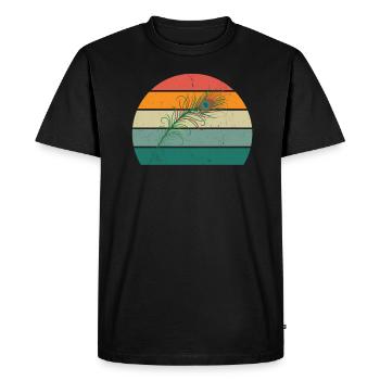 Peacock Wheel Peacock Feather Rooster Hen Wheel Peacock Peathing - Men's Premium Organic T-Shirt - black - Front - Nico (187cm)