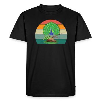 Peacock Wheel Peacock Feather Rooster Hen Wheel Peacock Peathing - Men's Premium Organic T-Shirt - black - Front - Nico (187cm)