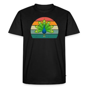 Peacock Wheel Peacock Feather Rooster Hen Wheel Peacock Peathing - Men's Premium Organic T-Shirt - black - Front - Nico (187cm)