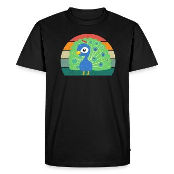 Peacock Wheel Peacock Feather Rooster Hen Wheel Peacock Peathing - Men's Premium Organic T-Shirt - black - Front - Nico (187cm)