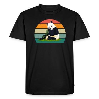 Panda Panda Ours Panda Ours Feuilles de bambou Panda - T-shirt Premium bio Homme - noir - Devant - Nico (187cm)