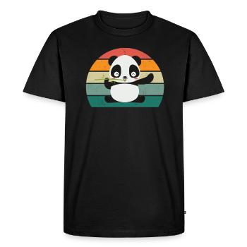 Panda Panda Ours Panda Ours Feuilles de bambou Panda - T-shirt Premium bio Homme - noir - Devant - Nico (187cm)