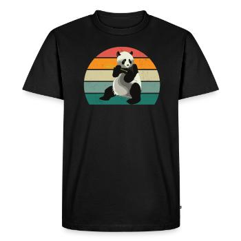 Panda Panda Ours Panda Ours Feuilles de bambou Panda - T-shirt Premium bio Homme - noir - Devant - Nico (187cm)