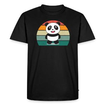 Panda Panda Ours Panda Ours Feuilles de bambou Panda - T-shirt Premium bio Homme - noir - Devant - Nico (187cm)