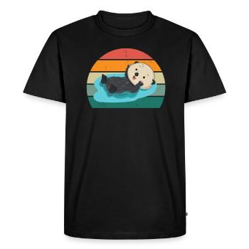 Loutre géante naine Loutre Loutre Loutre Loutre Loutre - T-shirt Premium bio Homme - noir - Devant - Nico (187cm)