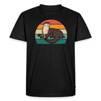 Loutre géante naine Loutre Loutre Loutre Loutre Loutre - T-shirt Premium bio Homme - noir - Devant - Nico (187cm)
