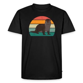 Loutre géante naine Loutre Loutre Loutre Loutre Loutre - T-shirt Premium bio Homme - noir - Devant - Nico (187cm)