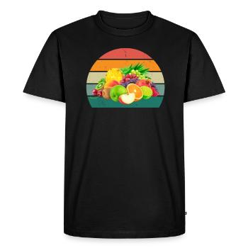 Fruits Fruits Fraise Melon Orange Cerise - T-shirt Premium bio Homme - noir - Devant - Nico (187cm)