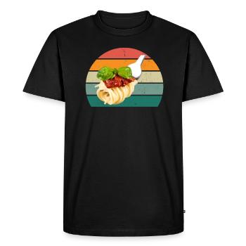 Pâtes Spagehtti Farfalle Pâte Céréales - T-shirt Premium bio Homme - noir - Devant - Nico (187cm)