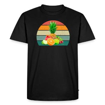 Fruits Fruits Fraise Melon Orange Cerise - T-shirt Premium bio Homme - noir - Devant - Nico (187cm)