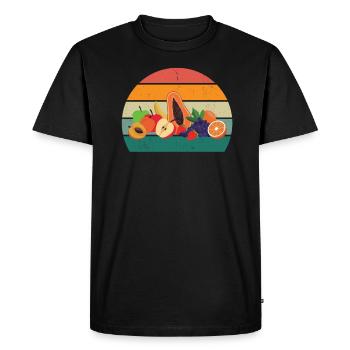 Fruits Fruits Fraise Melon Orange Cerise - T-shirt Premium bio Homme - noir - Devant - Nico (187cm)